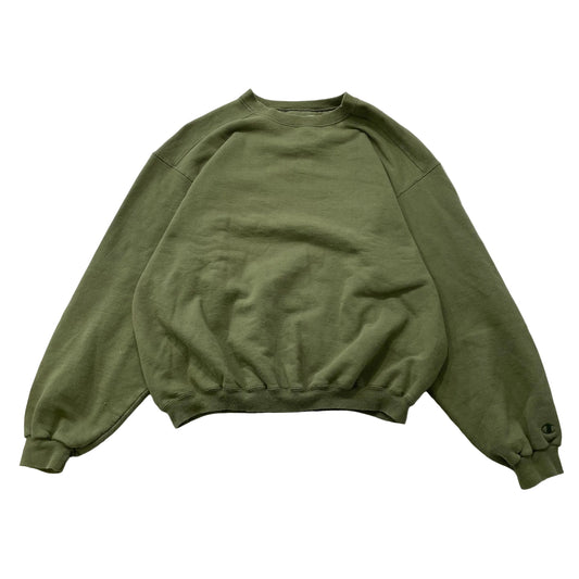 Champion Men's Olive Green Crewneck Fleece Sweatshirt Pullover Classic Size XL