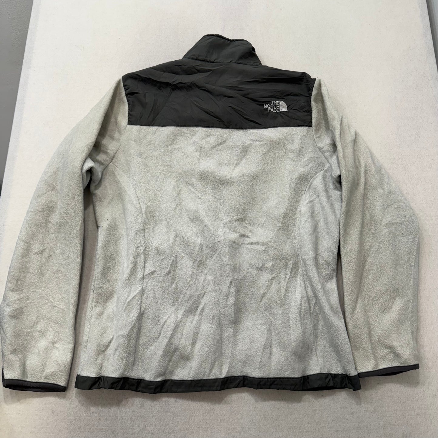 The North Face Gray Full Zip Fleece Jacket Quilted Panels Zip Pockets Size L
