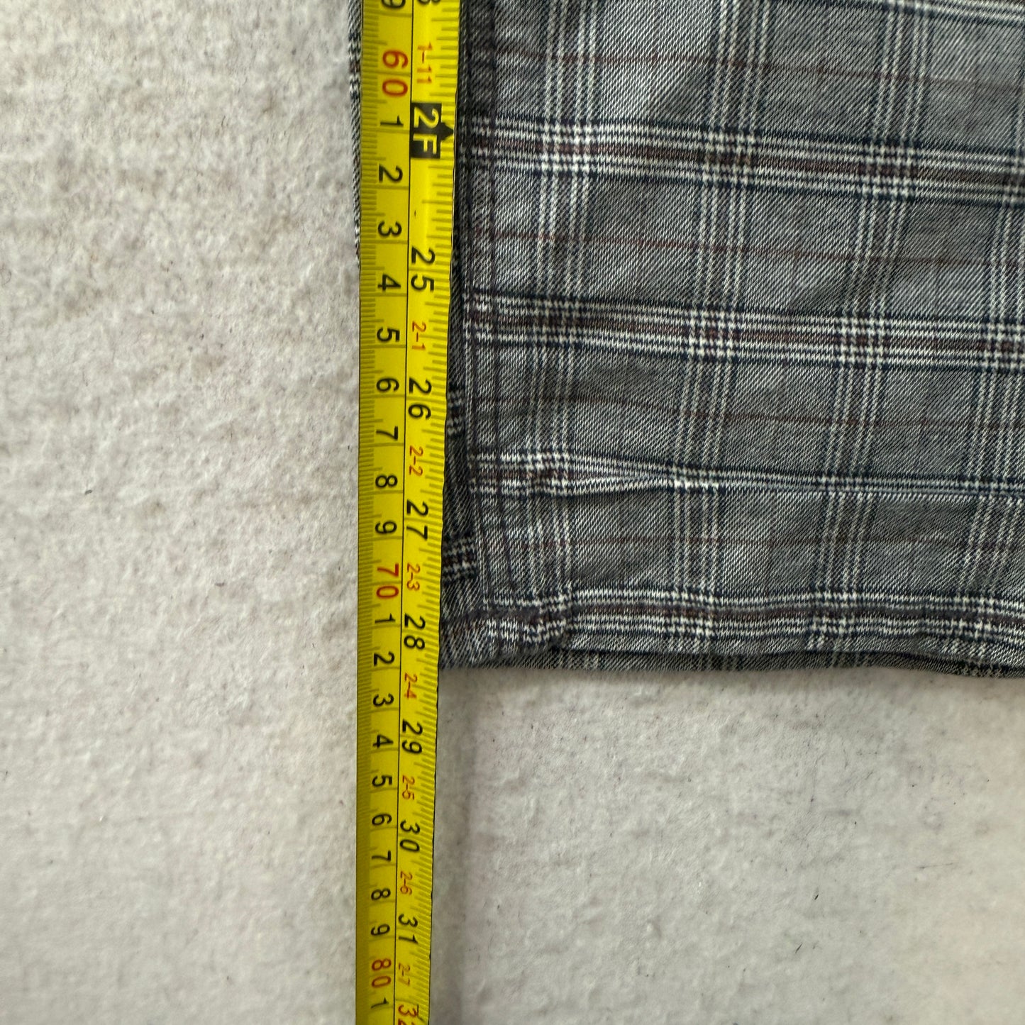 American Eagle Men's Grey Plaid Straight Leg Pants Pockets Classic Y2K Size W32