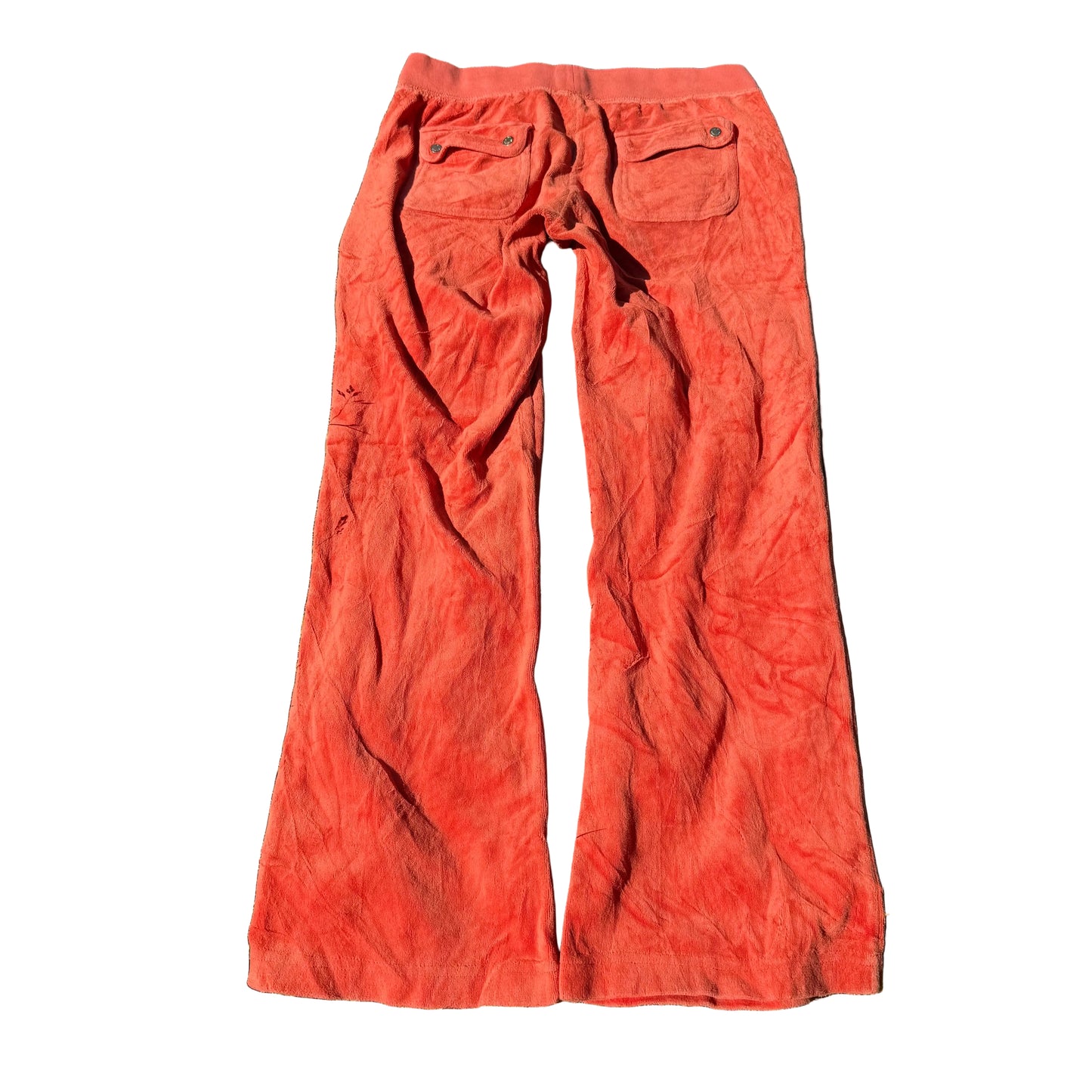 Juicy Couture Womens Coral Velour Flared Leg Track Pant Back Snap Pockets Size S