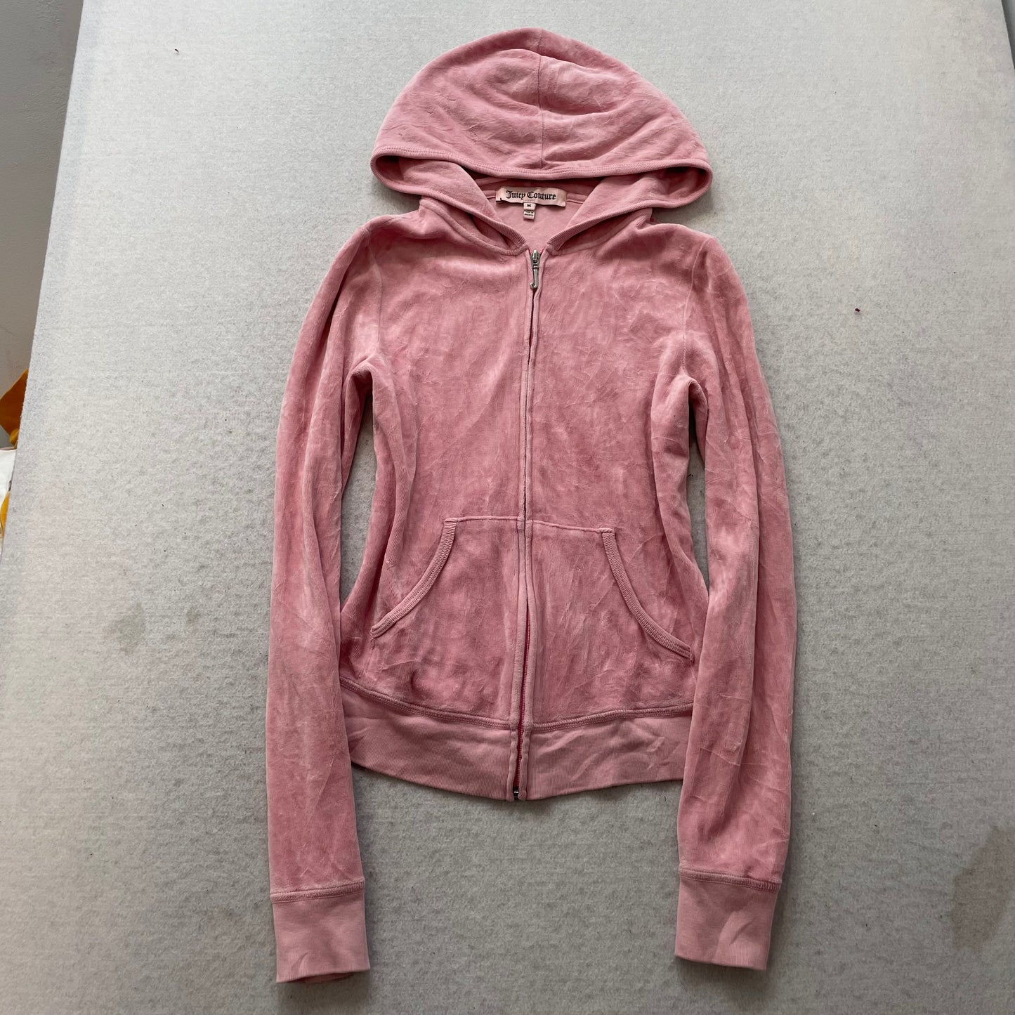 Juicy Couture Women's Pink Velour Zip-Up Hoodie Scottie Dog Logo Y2k Size M
