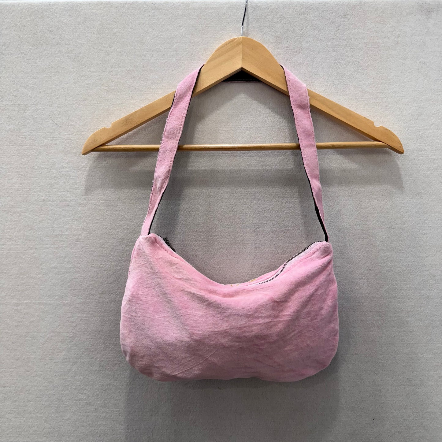 Victoria's Secret PINK Love & Rock 'n Roll Pink Velour Logo Shoulder Bag Size L