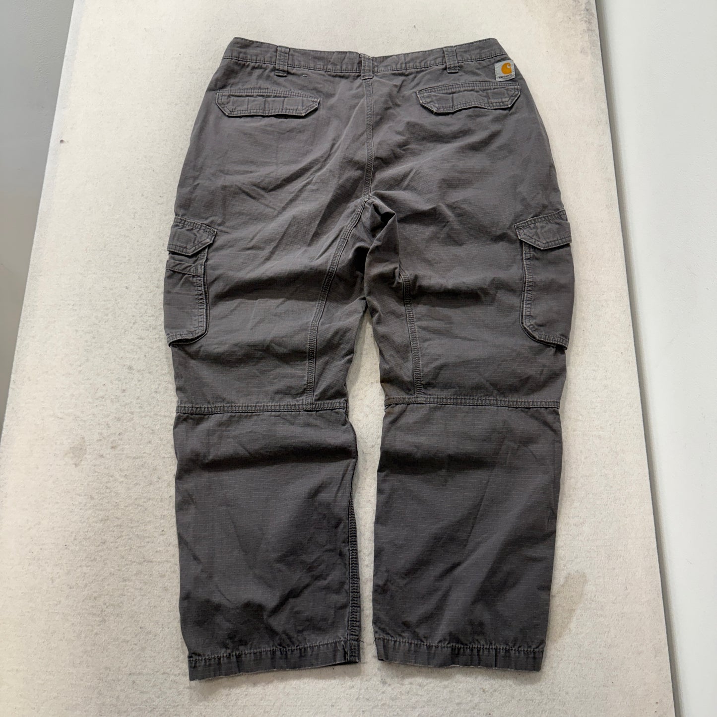 Carhartt Men's Charcoal Grey Relaxed Fit Cargo Pants Pockets Logo Y2K Size W38