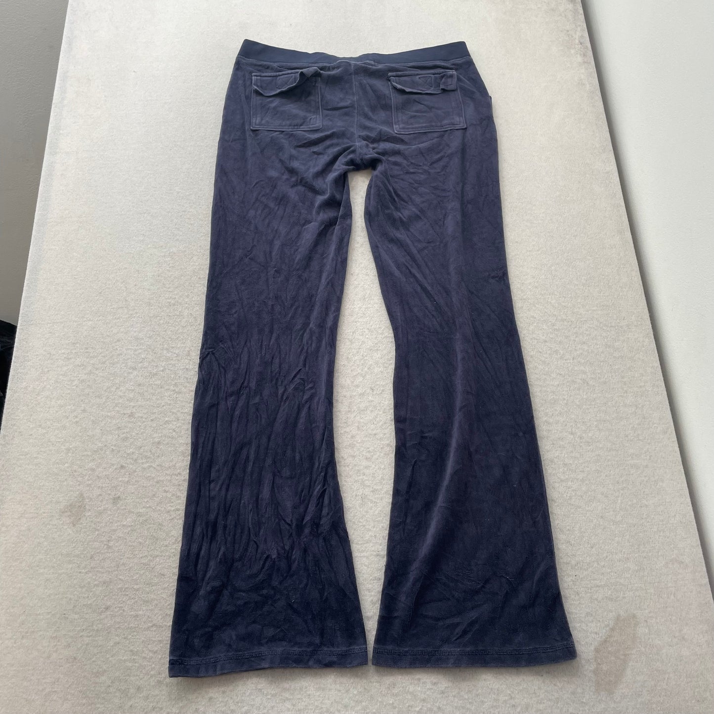 Vintage Juicy Couture Women Navy Velour Tracksuit Set Hoodie & Track Pant Size L