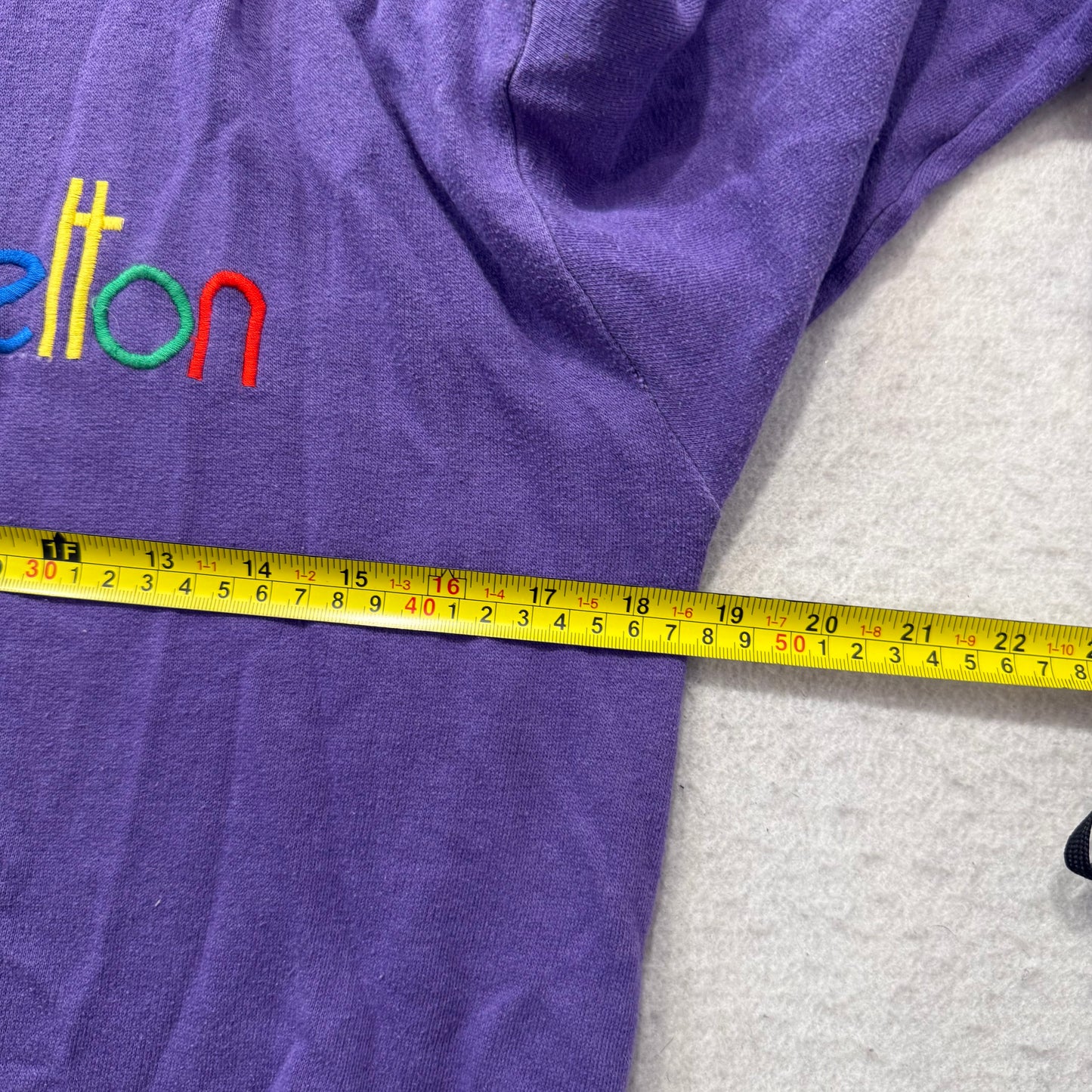 Benetton Unisex Purple 100% Cotton Sweatshirt Embroidered Spellout Logo Size S