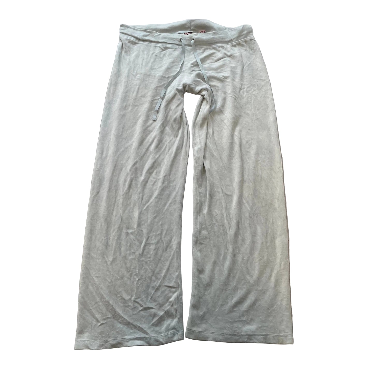 Vintage Juicy Couture Women's Light Grey Velour Flared Leg Track Pant Y2k Size L
