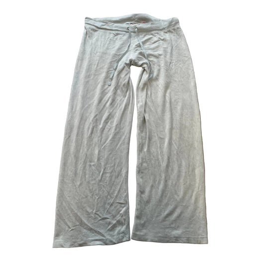 Vintage Juicy Couture Women's Light Grey Velour Flared Leg Track Pant Y2k Size L