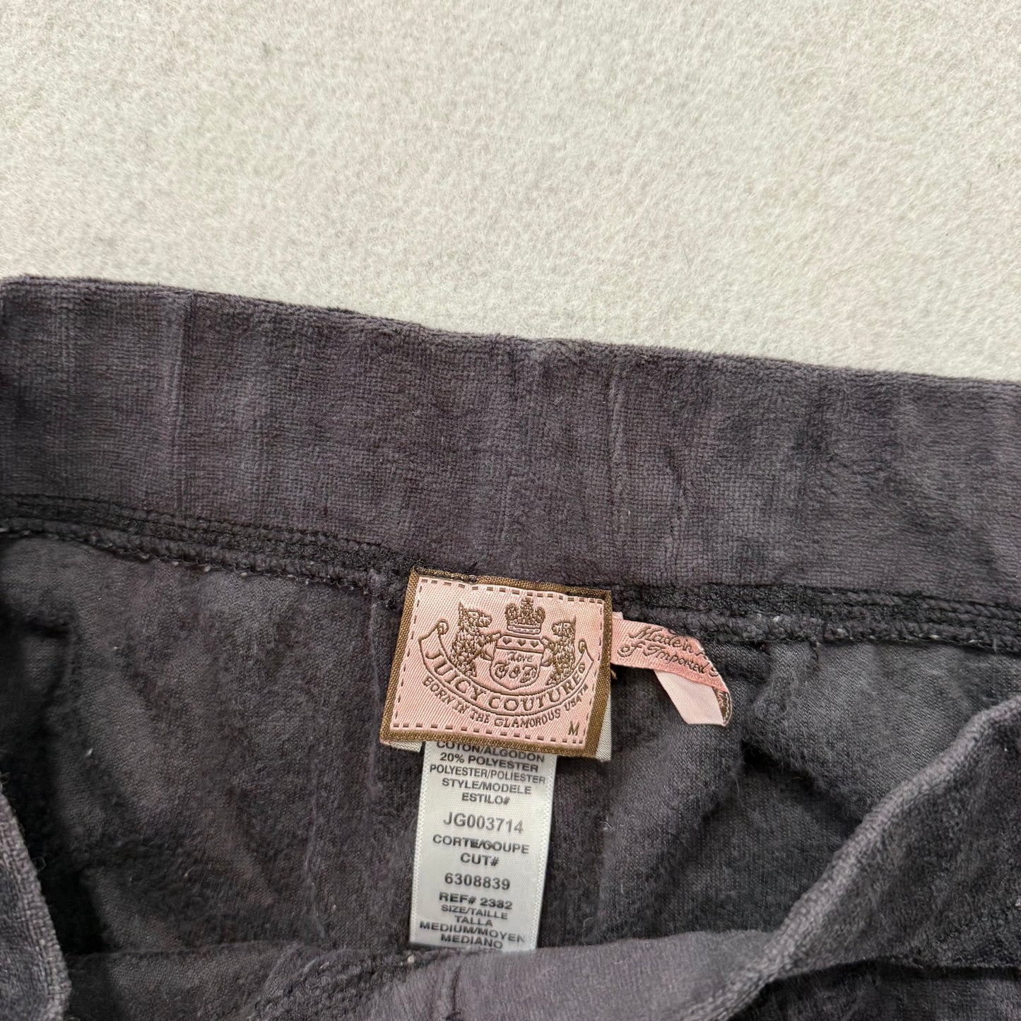 Juicy Couture Women's Charcoal Velour Flared Track Pant Loungewear Y2K Size M