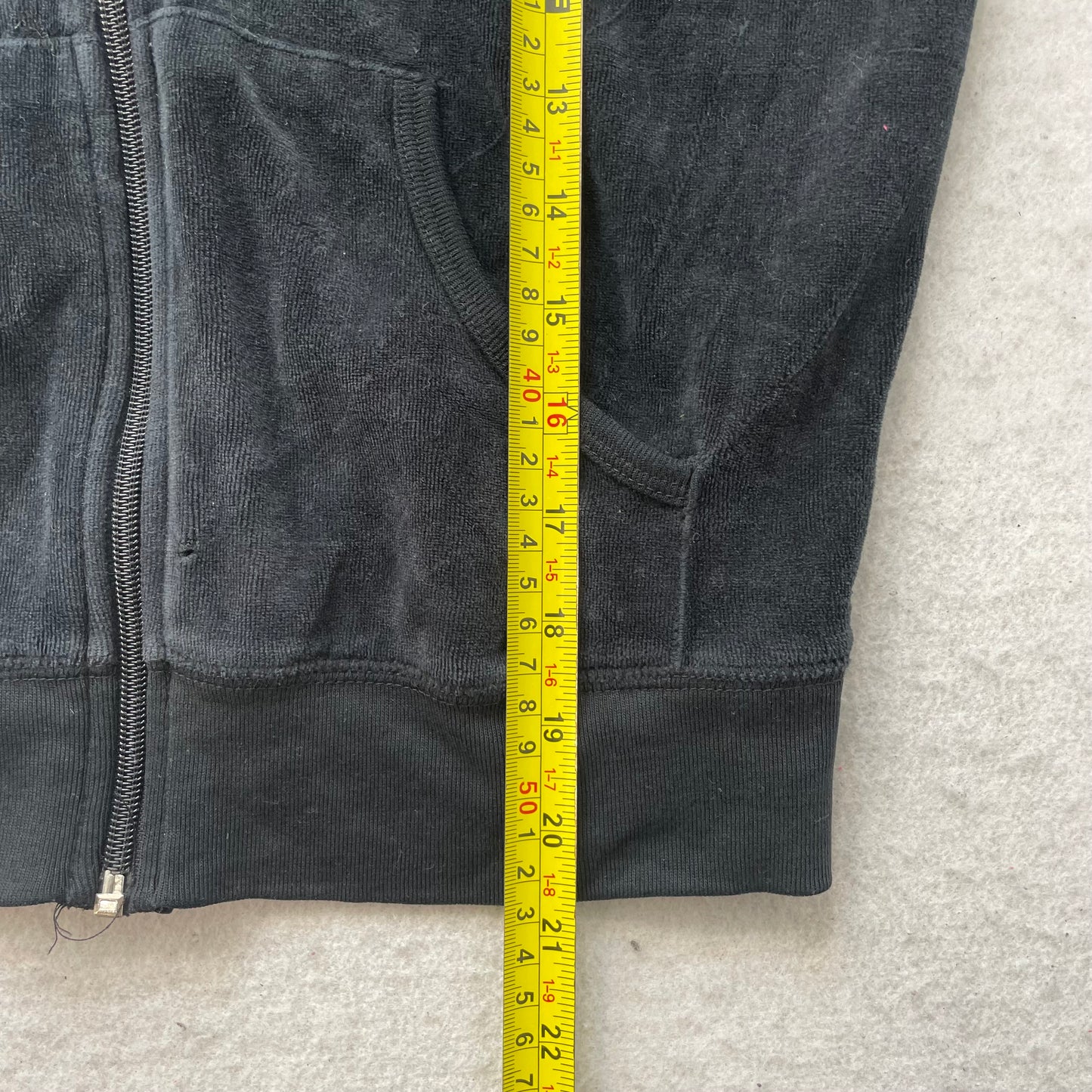 Juicy Couture Women's Black Velour Full Zip Hoodie Pockets Loungewear Y2k Size M