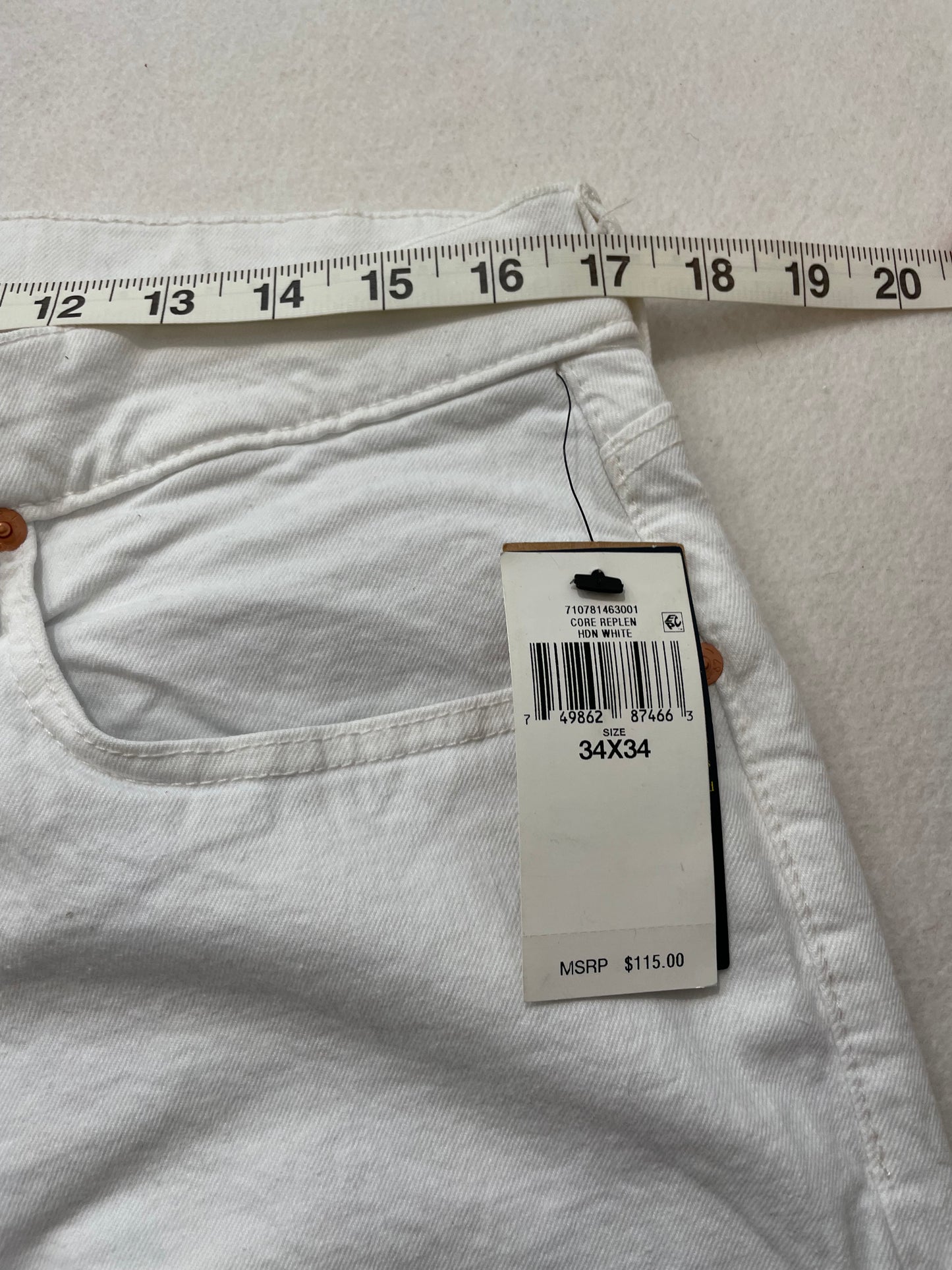 Polo Ralph Lauren Hampton Relaxed Straight White Denim Jeans Back Logo Size 34x34