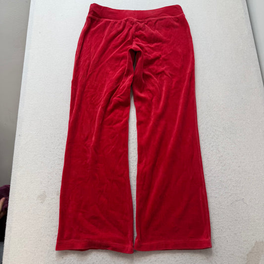 Juicy Couture Women's Dark Red Velour Flared Leg Track Pants Drawstring Size M