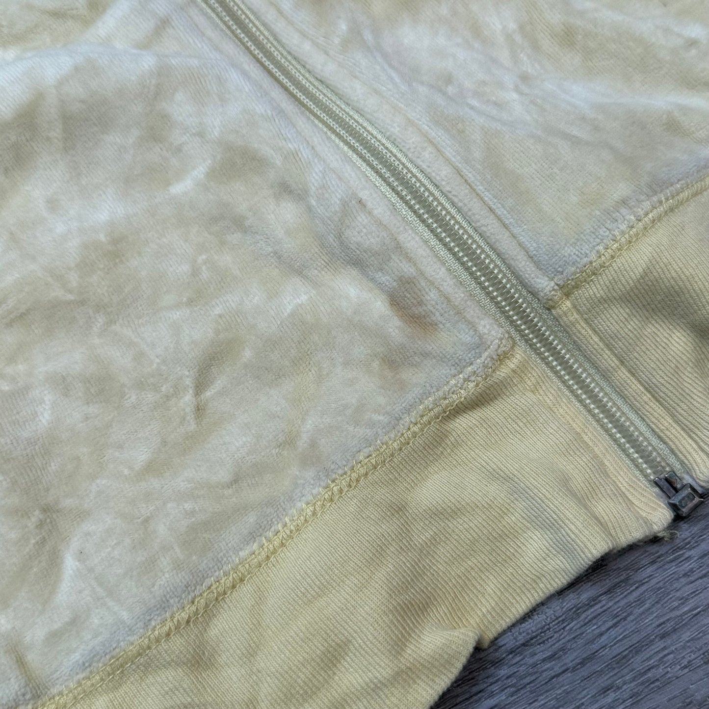 Juicy Couture Scottie Dogs Women's Cream Velour Zip-Up Hoodie Rhinestones Size M