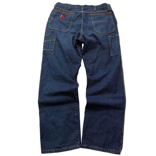 Wrangler Men's Blue Riggs Workwear Carpenter Denim Jeans Utility Pockets Size 36x32