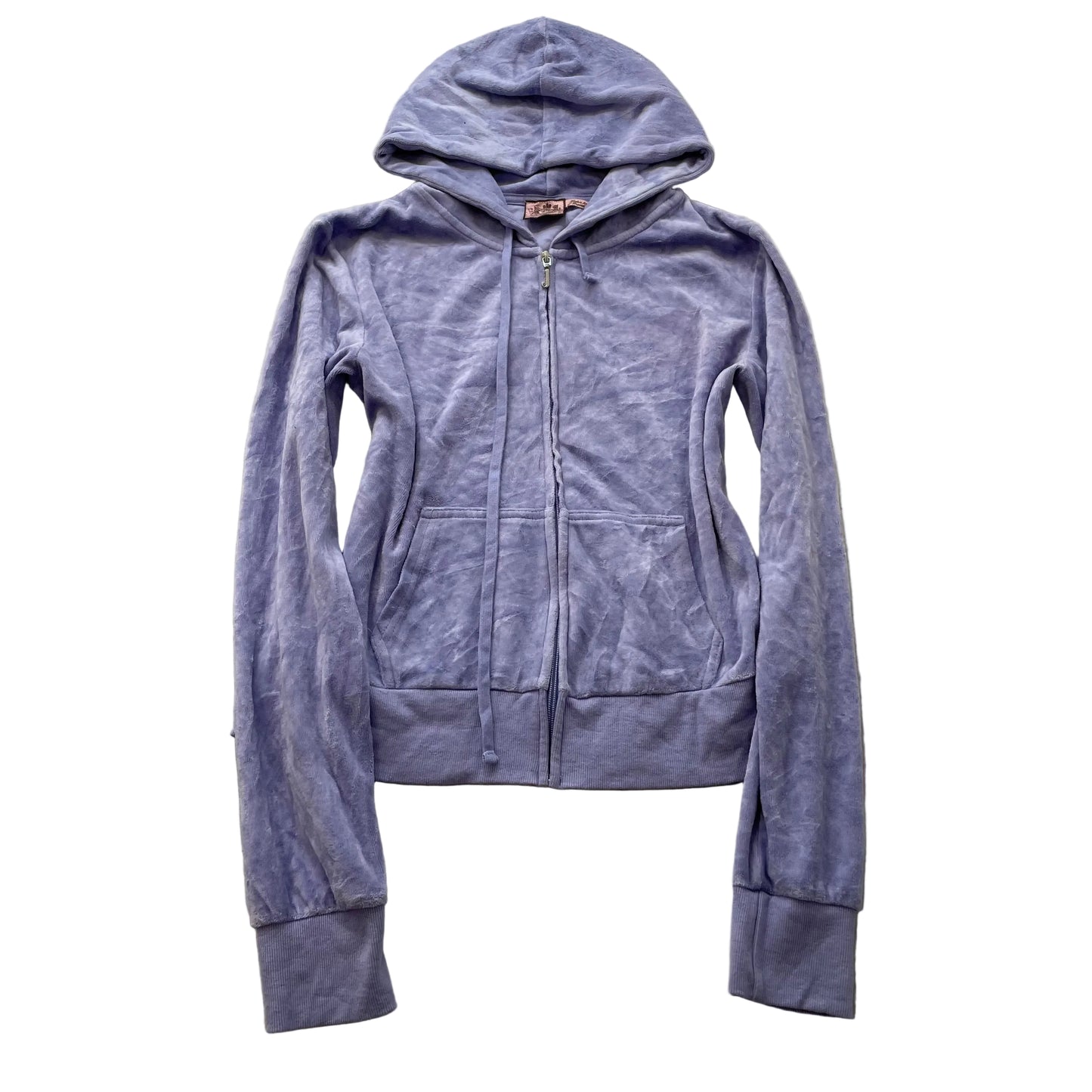 Juicy Couture Women's Lavender Velour Zip-Up Hoodie Drawstring Pockets Size XL