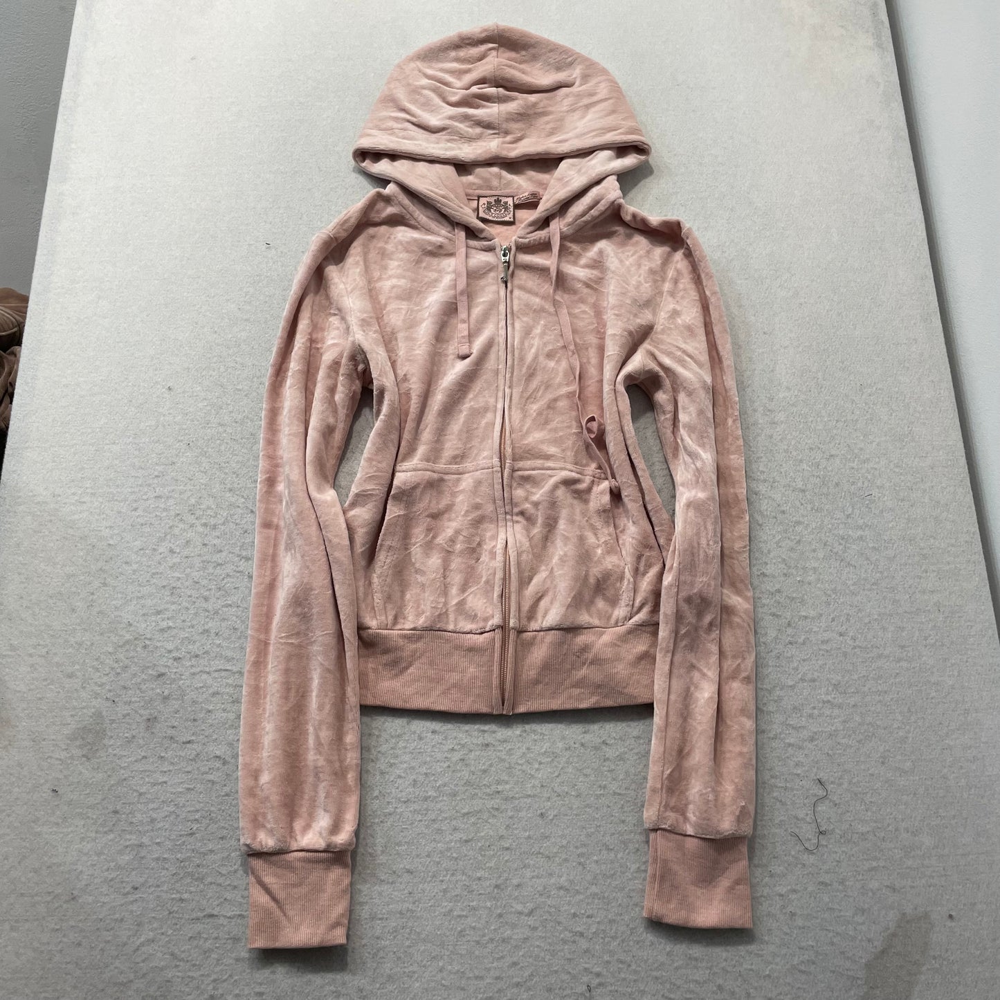 Juicy Couture Women's Light Pink Velour Tracksuit Set Hoodie & Flare Pant Size M