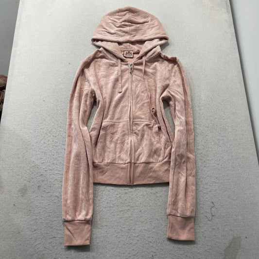 Juicy Couture Women's Light Pink Velour Tracksuit Set Hoodie & Flare Pant Size M