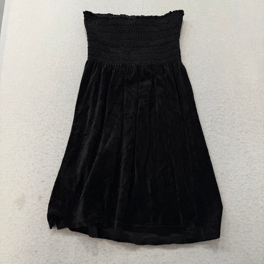 2003 Vintage Juicy Couture Black Velour Smocked Tube Dress Strapless Y2k Size M