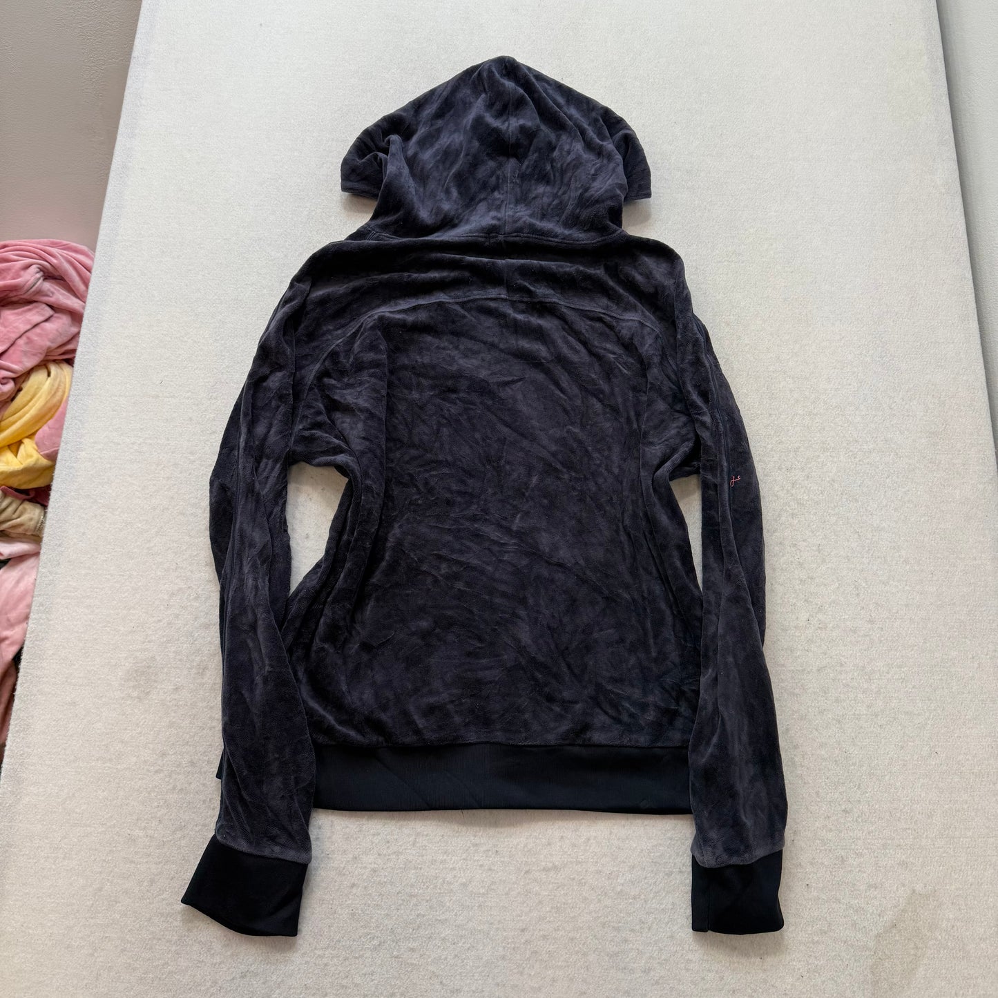 Juicy Couture navy Velour Tracksuit Set Hoodie & Drawstring Pants Size XL/M
