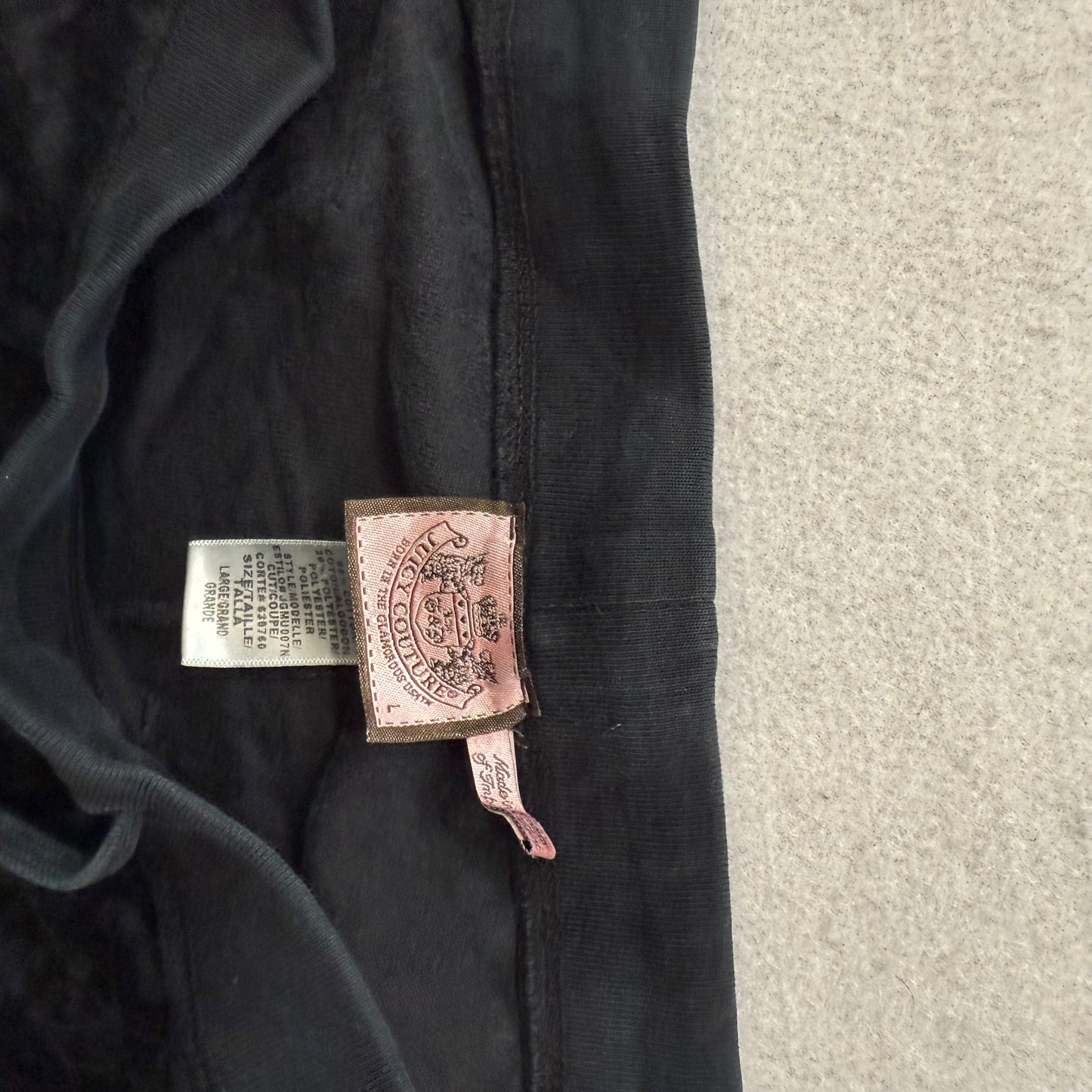 Vintage Juicy Couture Women's Black Velour Tracksuit Set Rhinestone Crown Size L