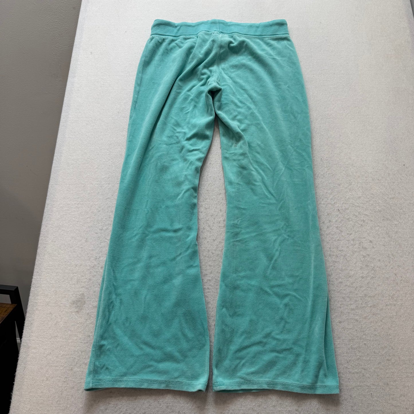 Vintage Juicy Couture Women's Turquoise Velour Flared Track Pants Y2K Size S