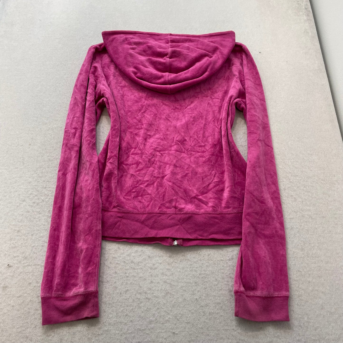 Juicy Couture Women Hot Pink Velour Zip-Up Hoodie Pockets Loungewear Y2k Size XL