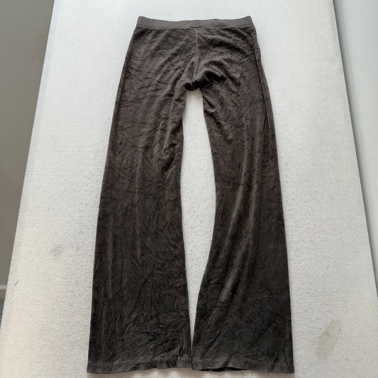 Vintage Juicy Couture Women's Deep Espresso Velour Flared Track Pant Logo Size S