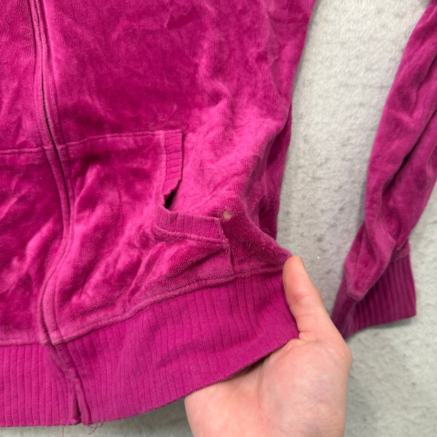 Vintage Juicy Couture Women's Hot Pink Velour Full Zip Hoodie Loungewear Size S