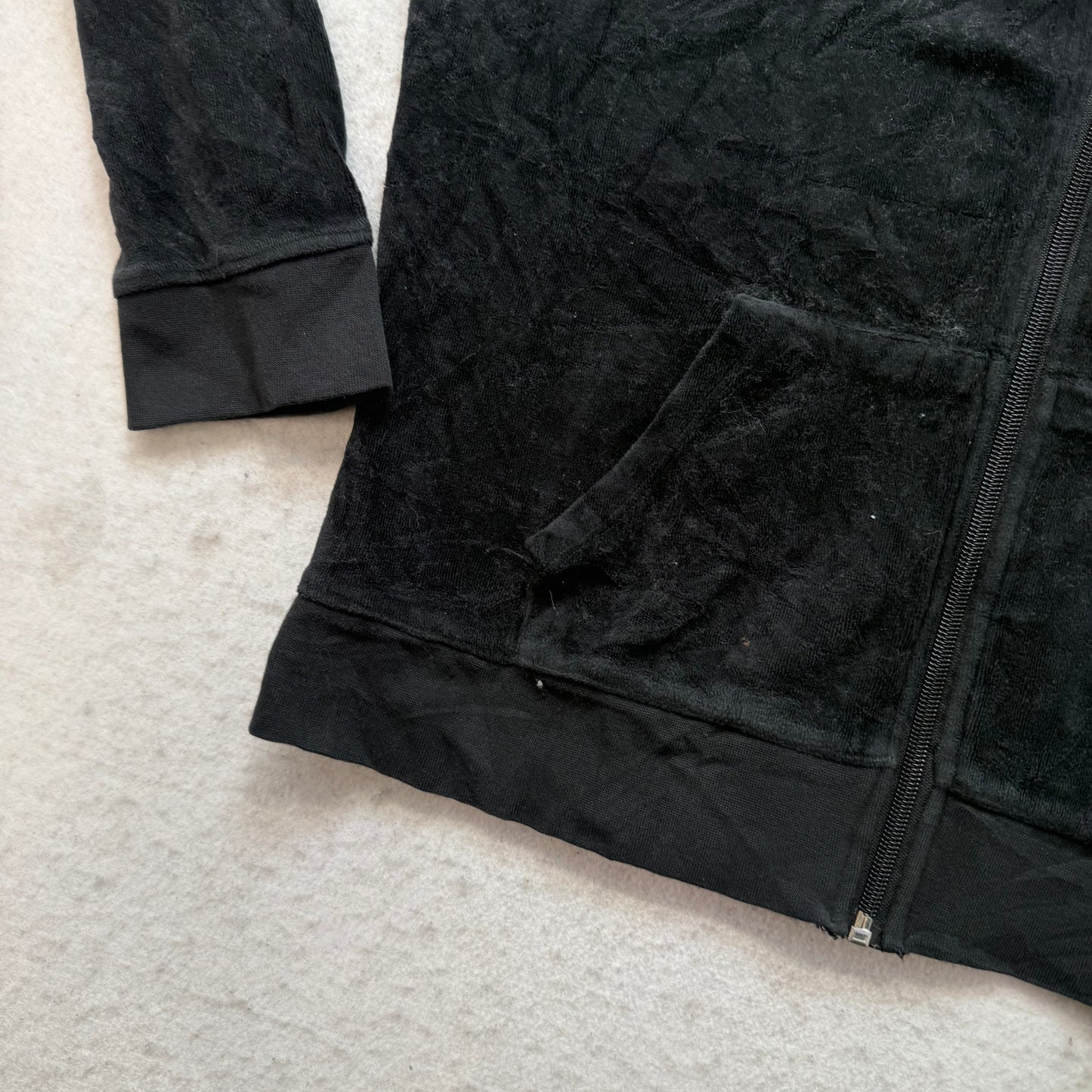 Juicy Couture Women's Black Velour Tracksuit Set Hoodie & Flared Pant Size M/L