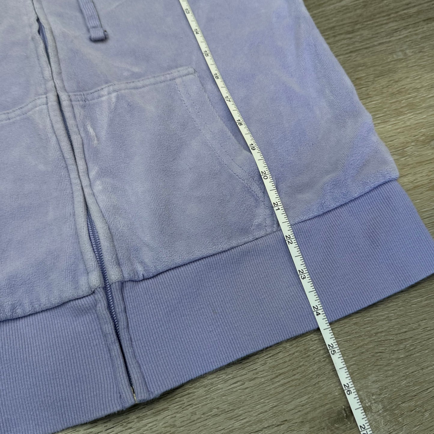 Vintage Juicy Couture Women's Lavender Velour Full Zip Hoodie Loungewear Size L