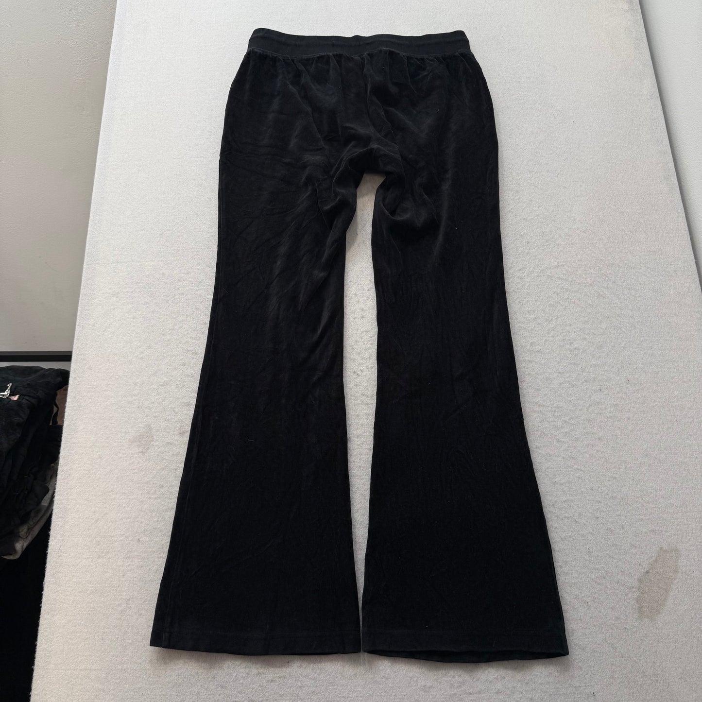 Vtg Juicy Couture Womens Black Velour Tracksuit Set Hoodie & Flare Pant Size M/L