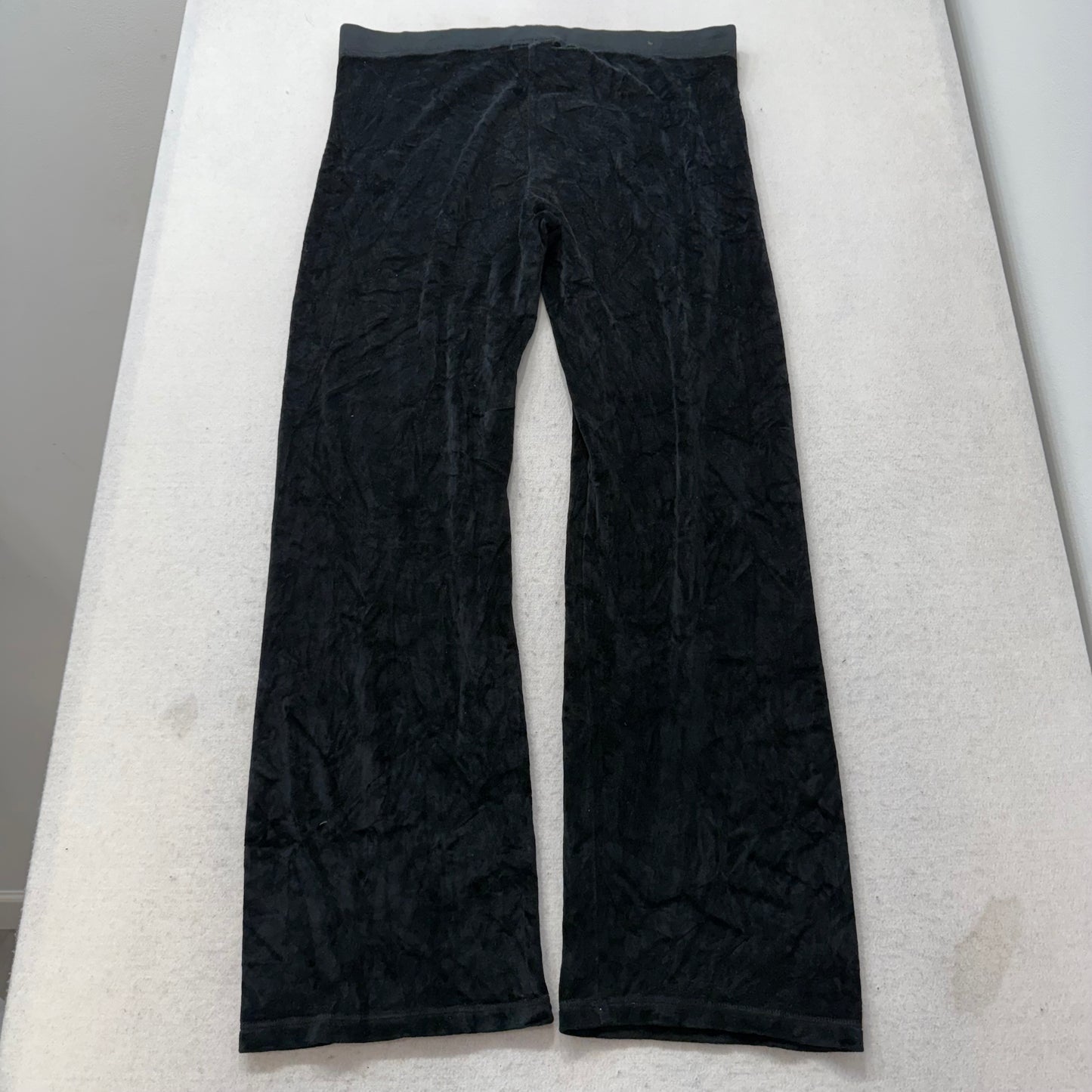 Juicy Couture Women's Black Velour Flared Track Pant Loungewear Preppy Size XL