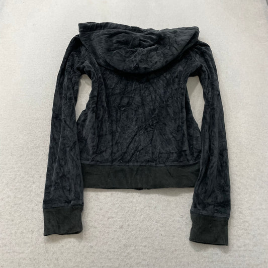 Hollister California Womens Charcoal Velour Zip-Up Hoodie Long Sleeve Y2k Size M