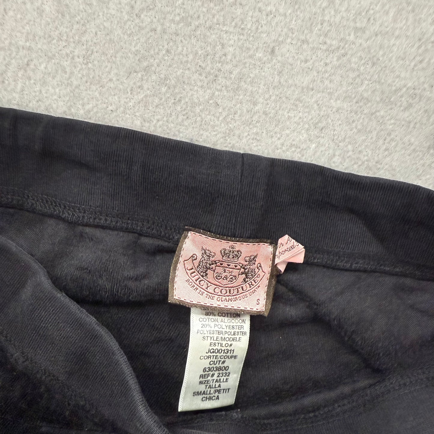 Vintage Juicy Couture Women's Black Velour Flared Track Pant Crown Logo Size S