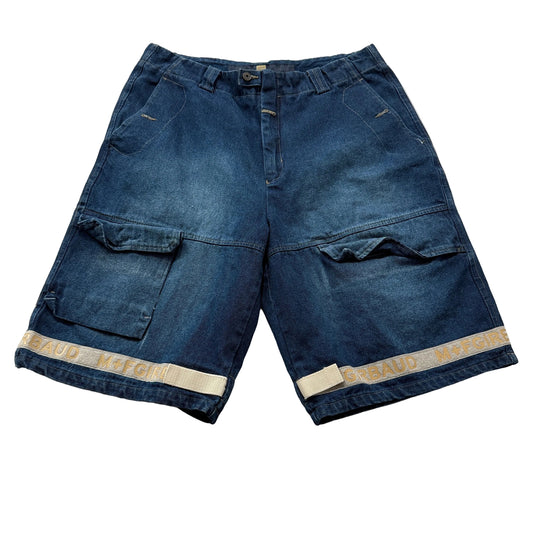 Marithe Francois Girbaud Men's Blue Denim Cargo Shorts Tape Shuttle Y2K Size 40