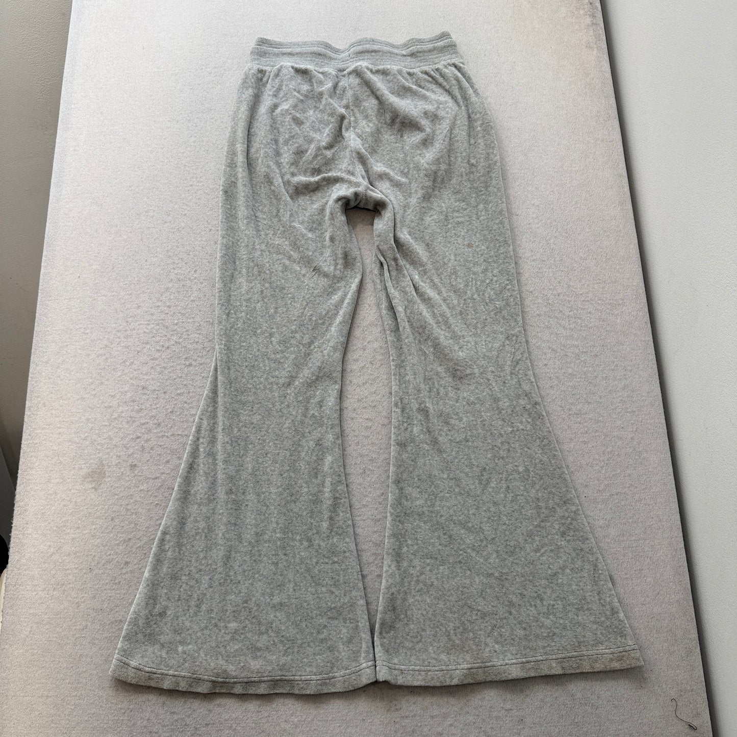 Juicy Couture Women's Heather Grey Velour Flared Track Pants Drawstring Size M