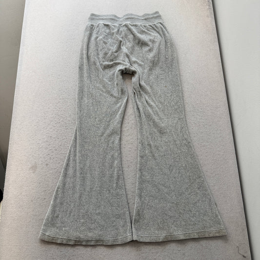 Juicy Couture Women's Heather Grey Velour Flared Track Pants Drawstring Size M