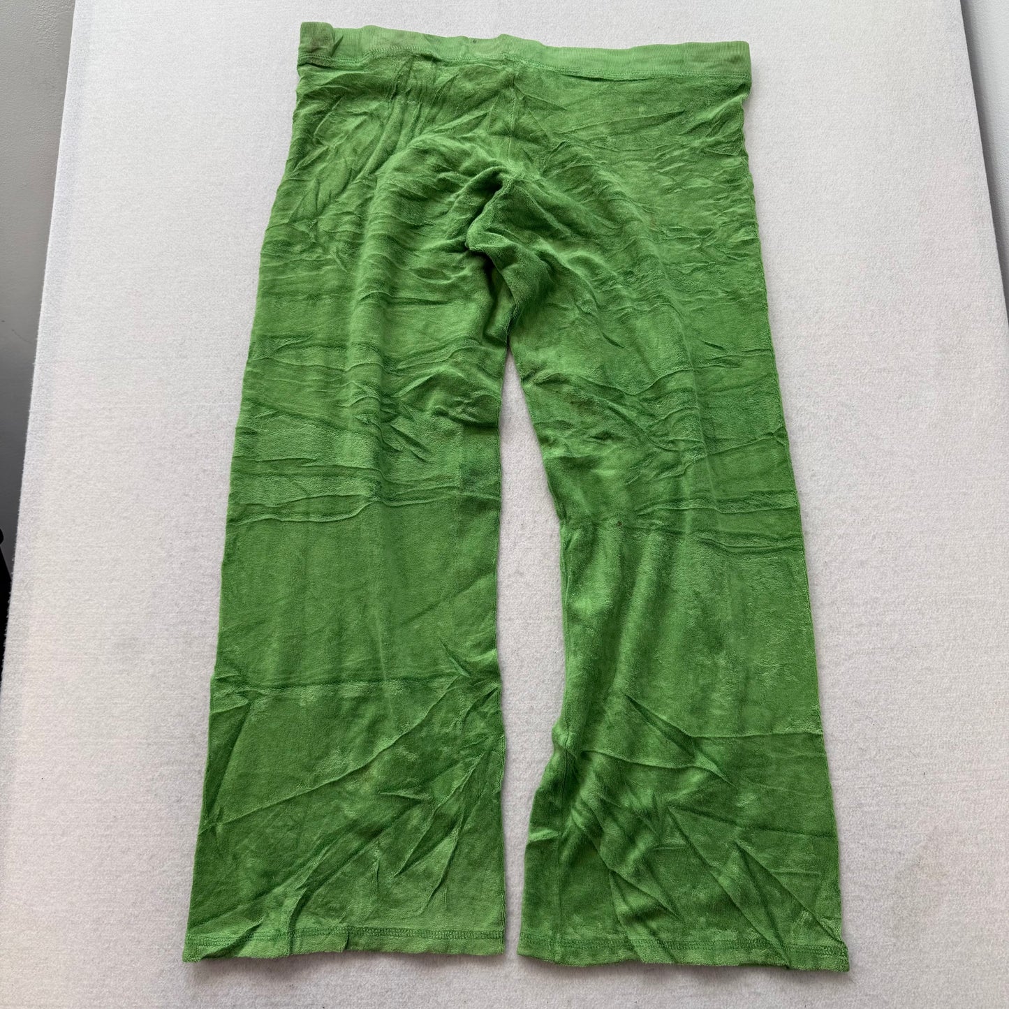 2003 Vintage Juicy Couture Women's Green Terrycloth Wide Leg Track Pant Size L