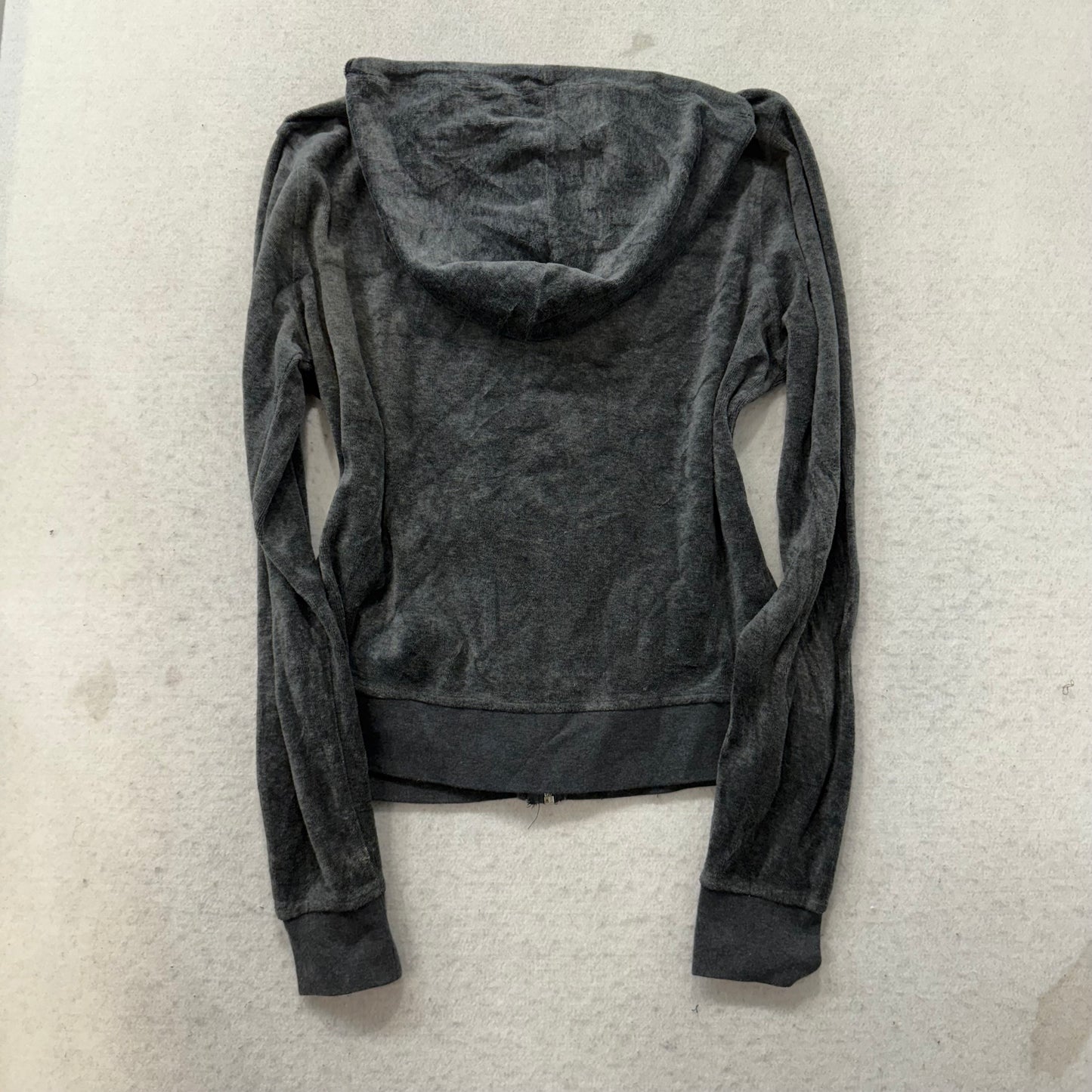 Vtg Juicy Couture Womens Charcoal Grey Velour Tracksuit Set Hoodie & Pant Size S