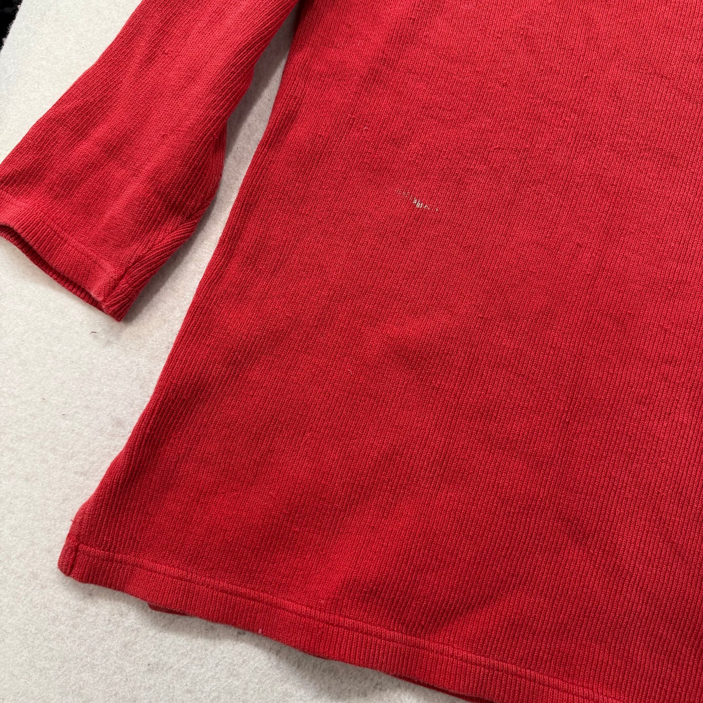 Abercrombie & Fitch Women's Red Ribbed Cotton Sports Jersey Henley V-Neck Size S