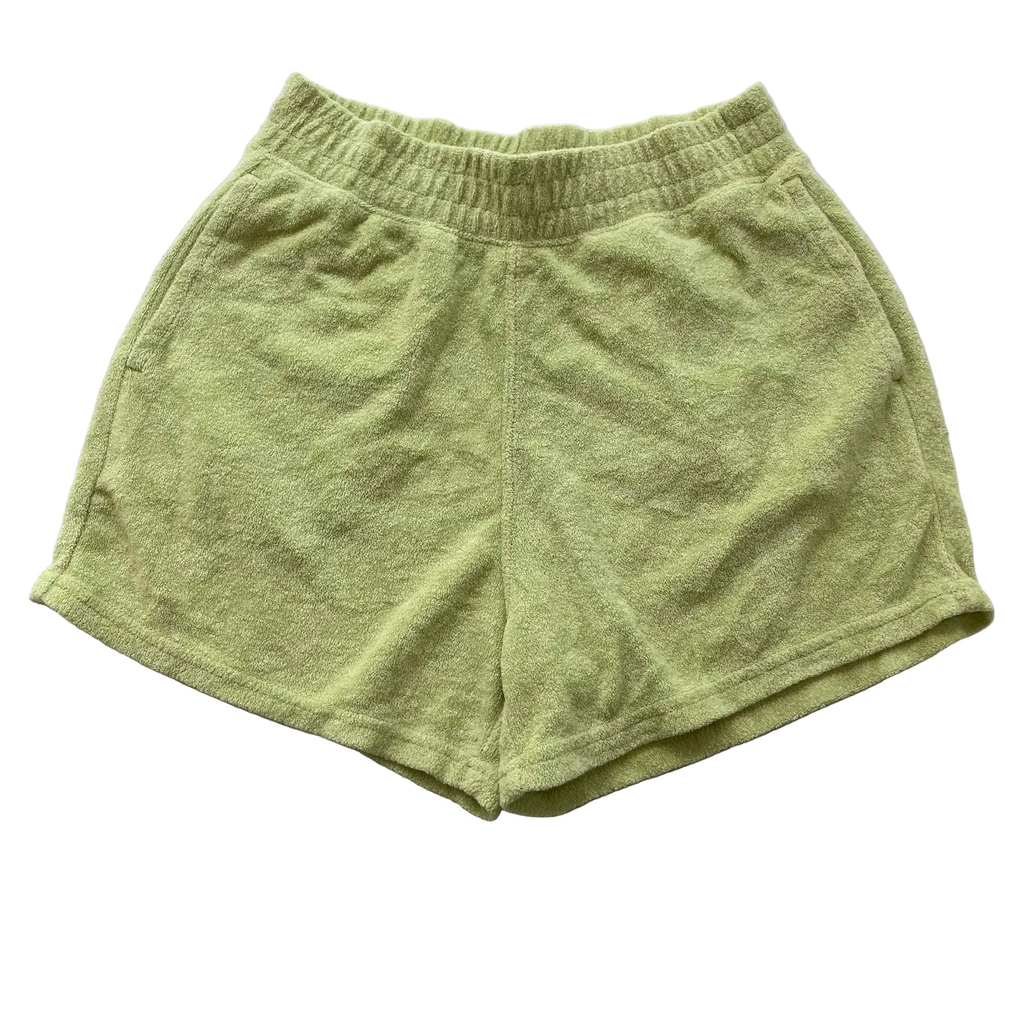Hollister Women's Yellow Terry Cloth Ultra High Rise Shorts Side Pockets Size XS