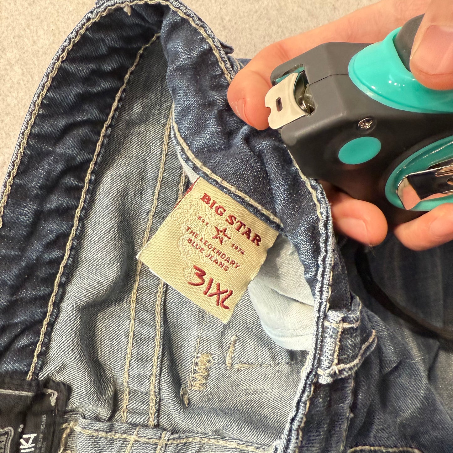 Big Star Women's Blue Denim Bootcut Jeans Horseshoe Flap Snap Pocket Y2K Size XL