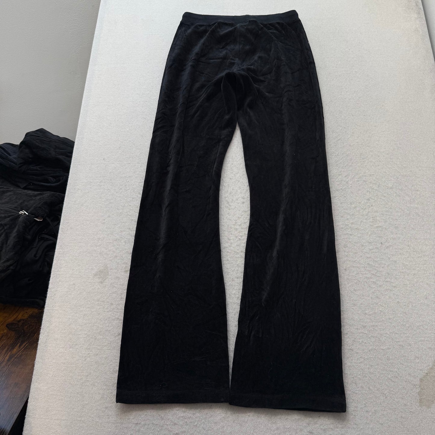 Vintage Juicy Couture Womens Black Velour Tracksuit Set Hoodie & Pant Y2k Size S