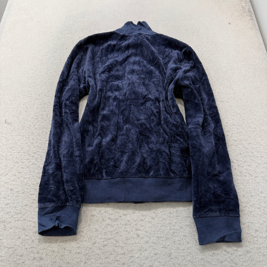 Lauren Ralph Lauren Women's Navy Blue Velour Track Jacket Snap Button Size M