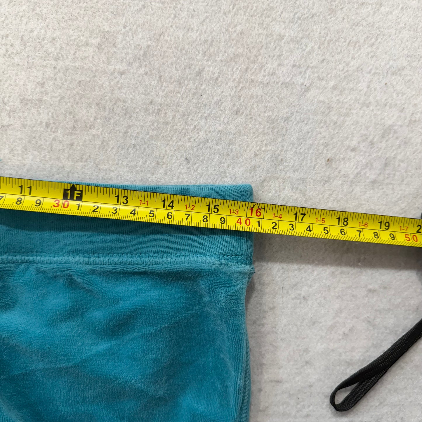 Vintage Juicy Couture Women Teal Blue Velour Flare Track Pant Snap Pocket Size L