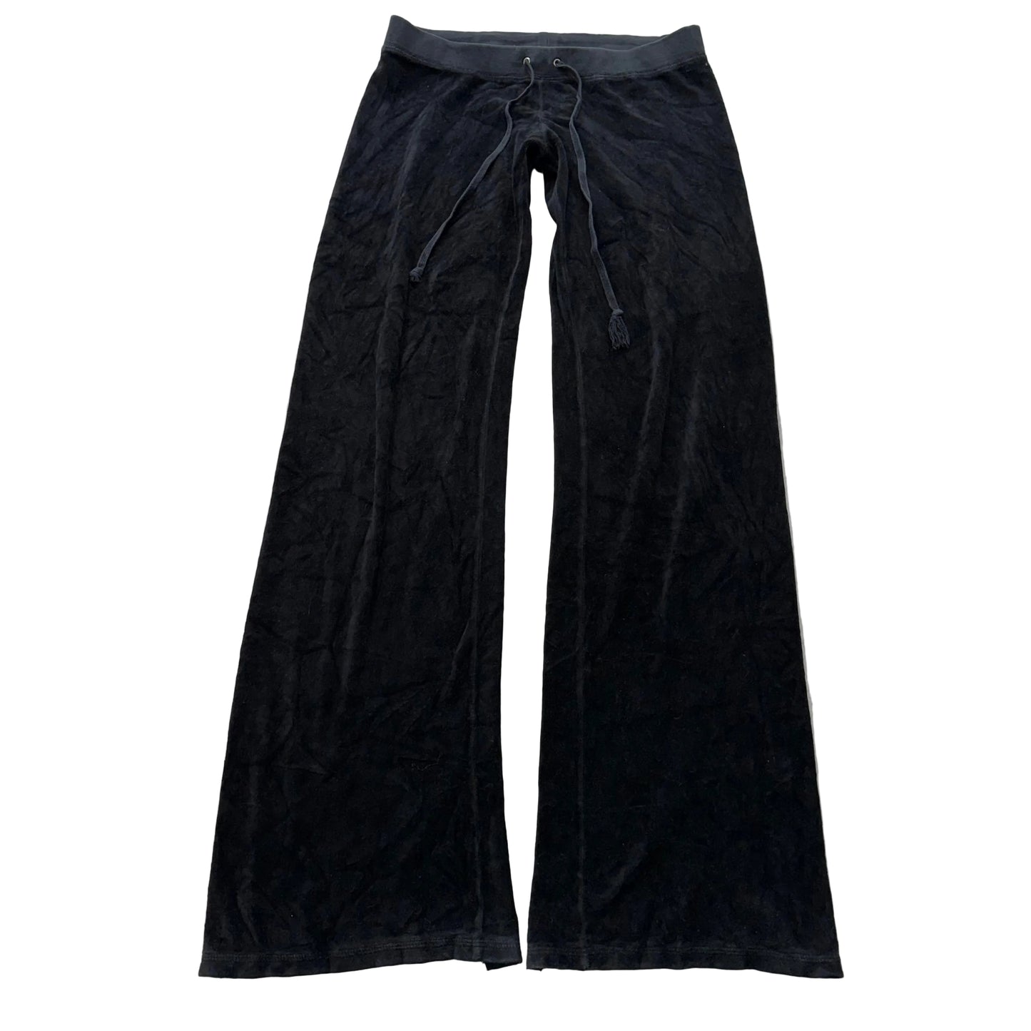 Vintage Juicy Couture Women's Black Velour Flared Track Pant Loungewear Size S