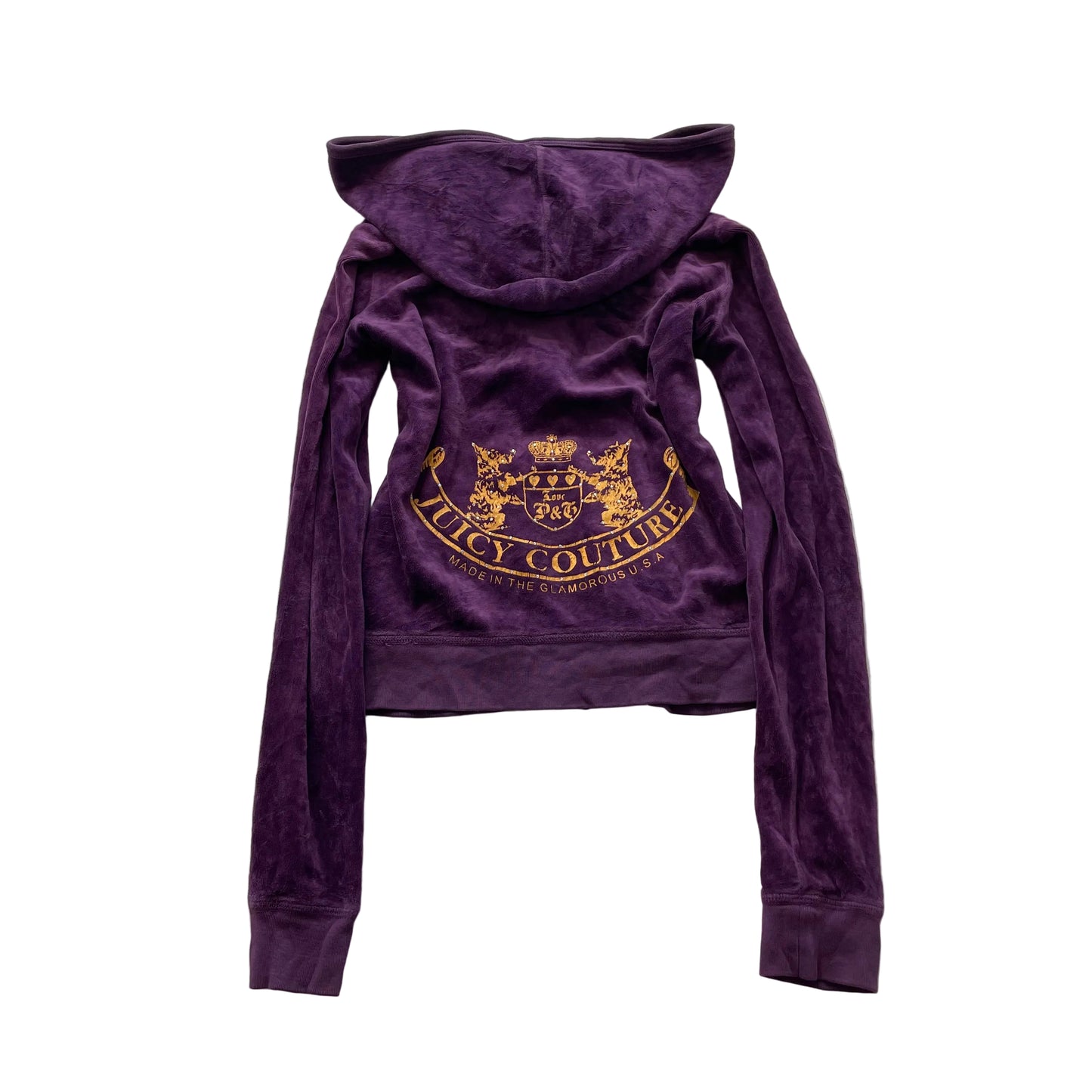 Vintage Juicy Couture Womens Royal Grape Velour Zip Up Hoodie Rhinestones Size L