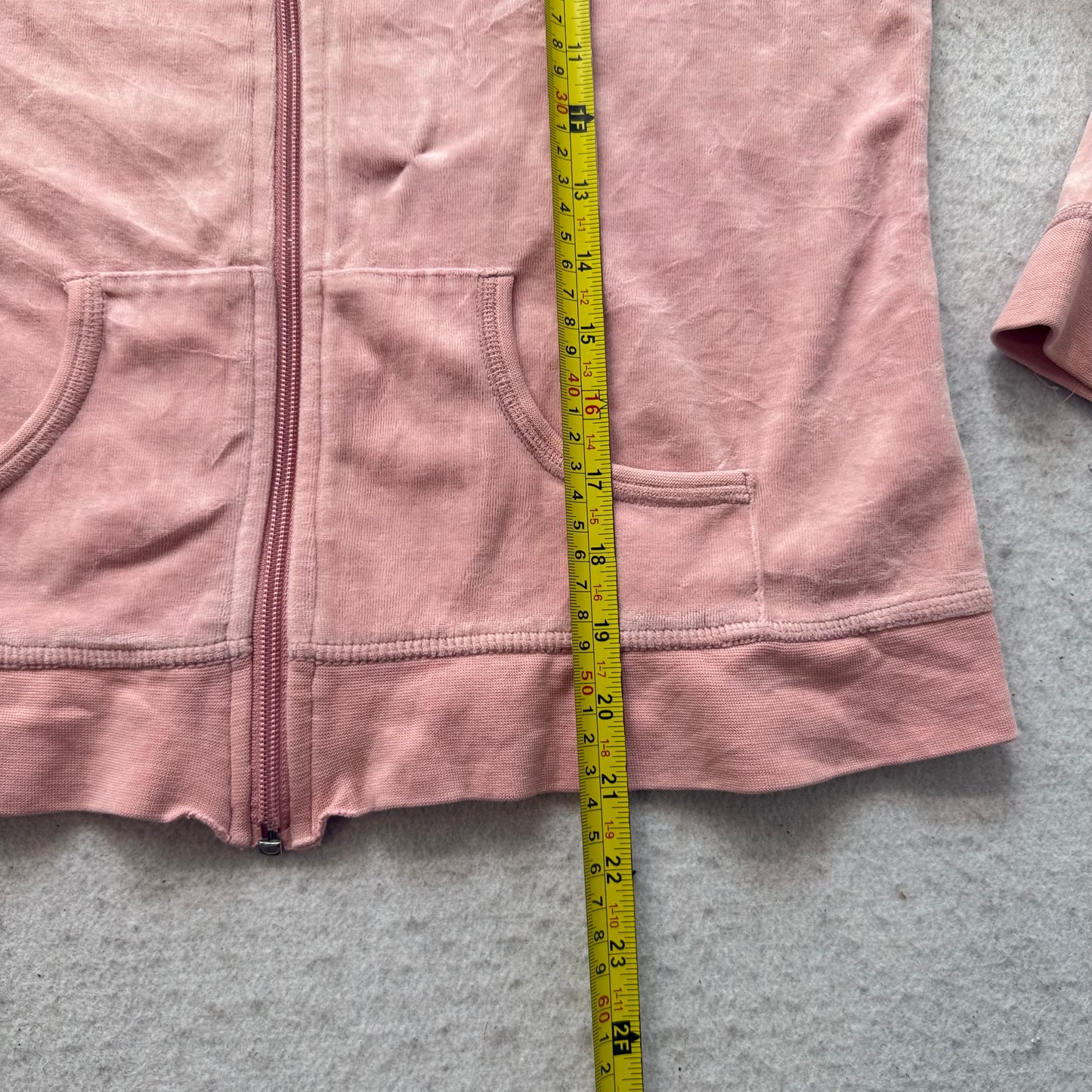 Vintage Juicy Couture Los Anglos Women's Pink Velour Zip-Up Hoodie Y2k Size L