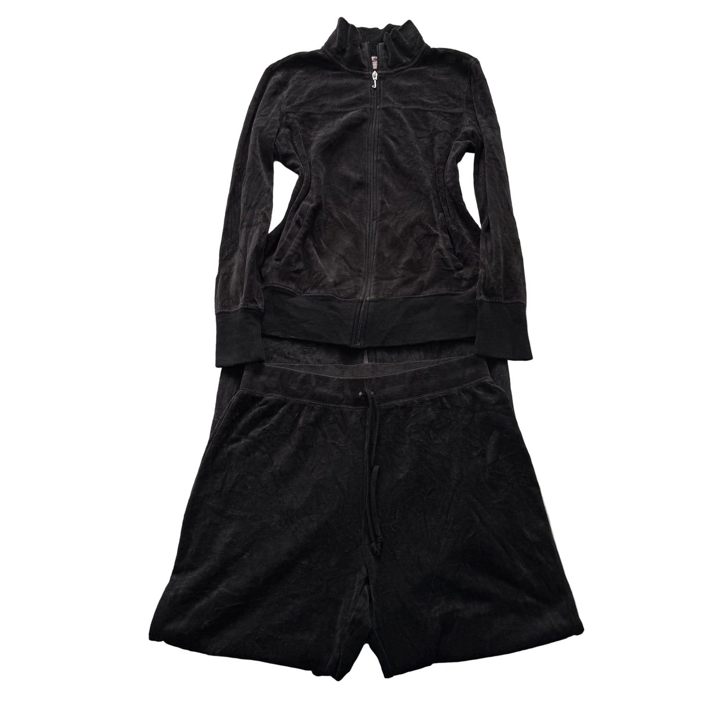 Vintage Juicy Couture Women's Charcoal Velour Tracksuit Set Jacket & Pant Size L