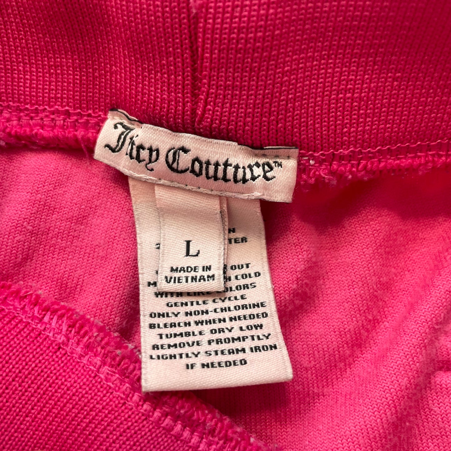 Juicy Couture Pink Velour Tracksuit Set Zip-Up Hoodie & Drawstring Pant Size M/L