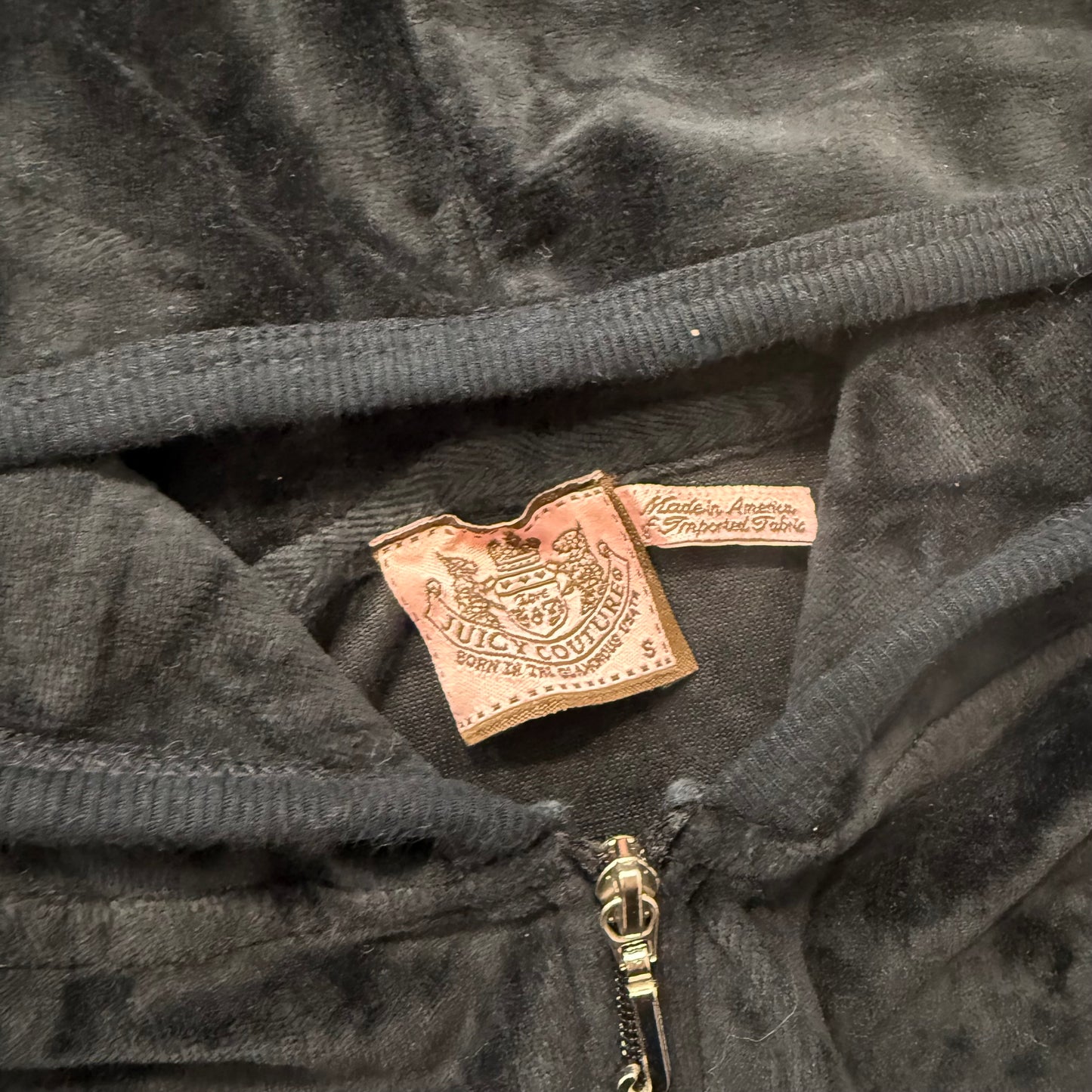 Vintage Juicy Couture Scottie Dogs Black Velour Hoodie Made In The USA Size S